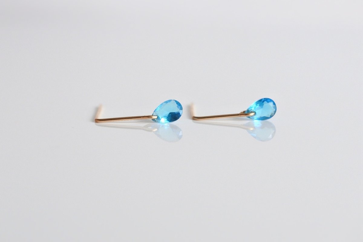 画像5: czしずくの輝く一粒ピアス - ブルー (5)