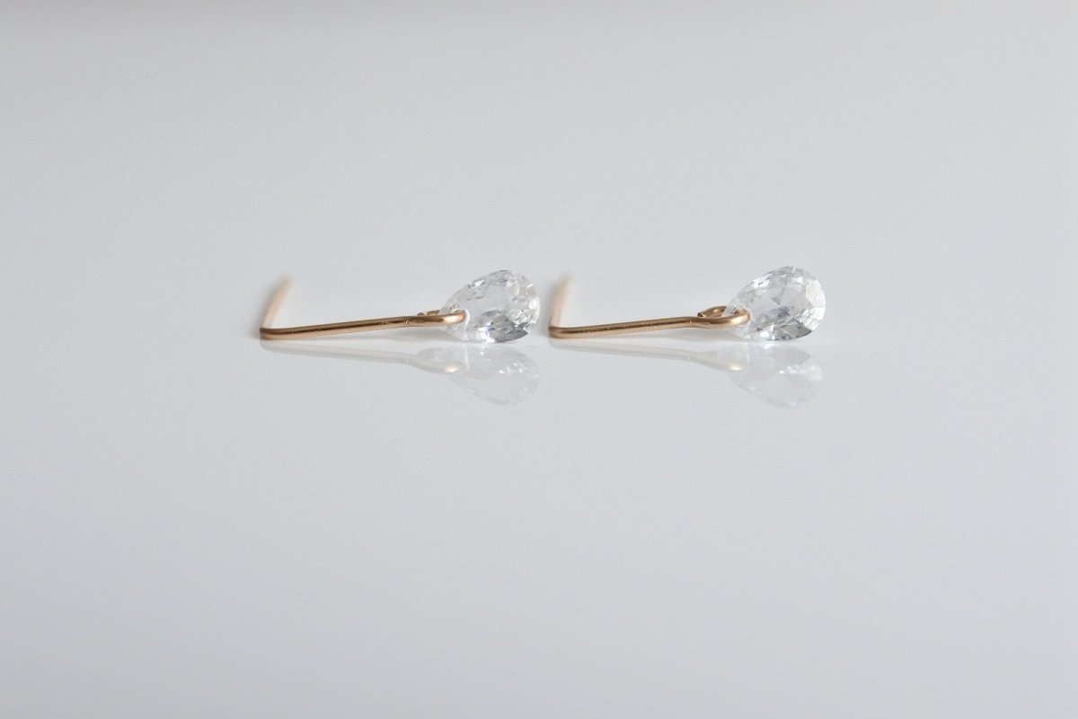 画像5: czしずくの輝く一粒ピアス - クリア (5)