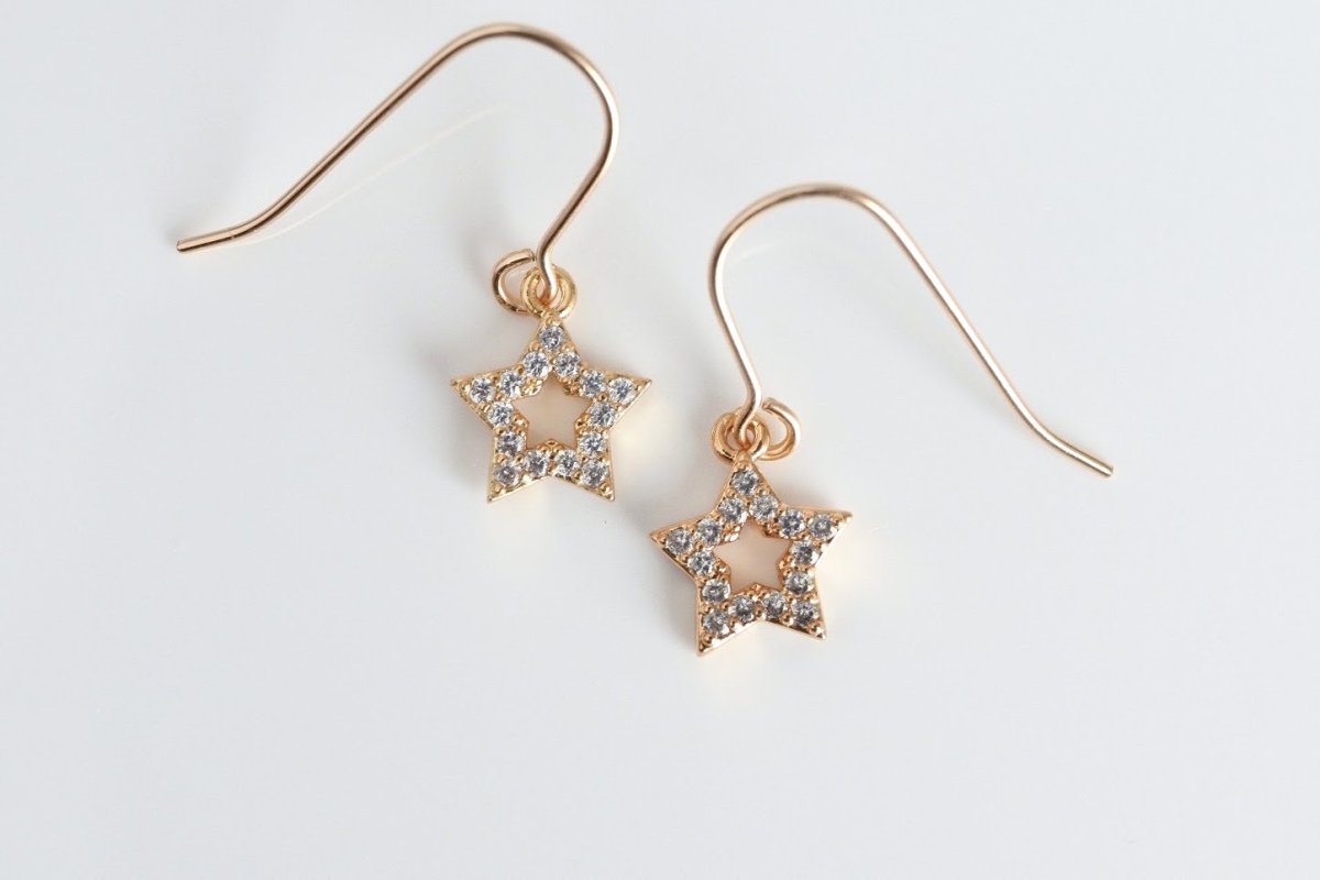 画像1: czのモチーフピアス(ゴールドカラー6) (1)